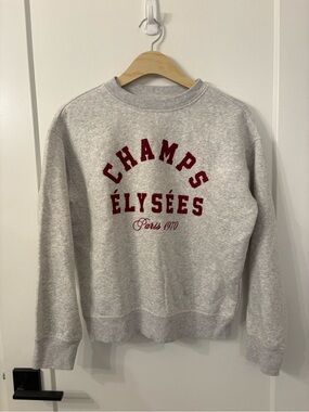 H&M Light Gray Crewneck Sweatshirt with Burgundy Lettering